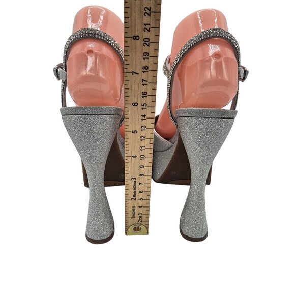 Gianni Bini Women’s Platform Heels Size 9.5 Silver Glitter Rhinestone Dempse 674 - Picture 13 of 13